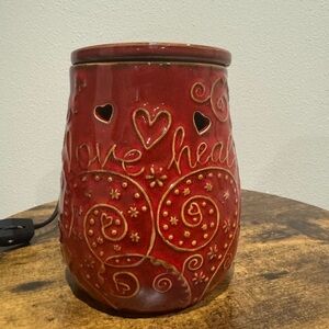 Scentsy LOVE HEALS Full-Size Red Scrolled Wax Warmer Shriner Collection Retired